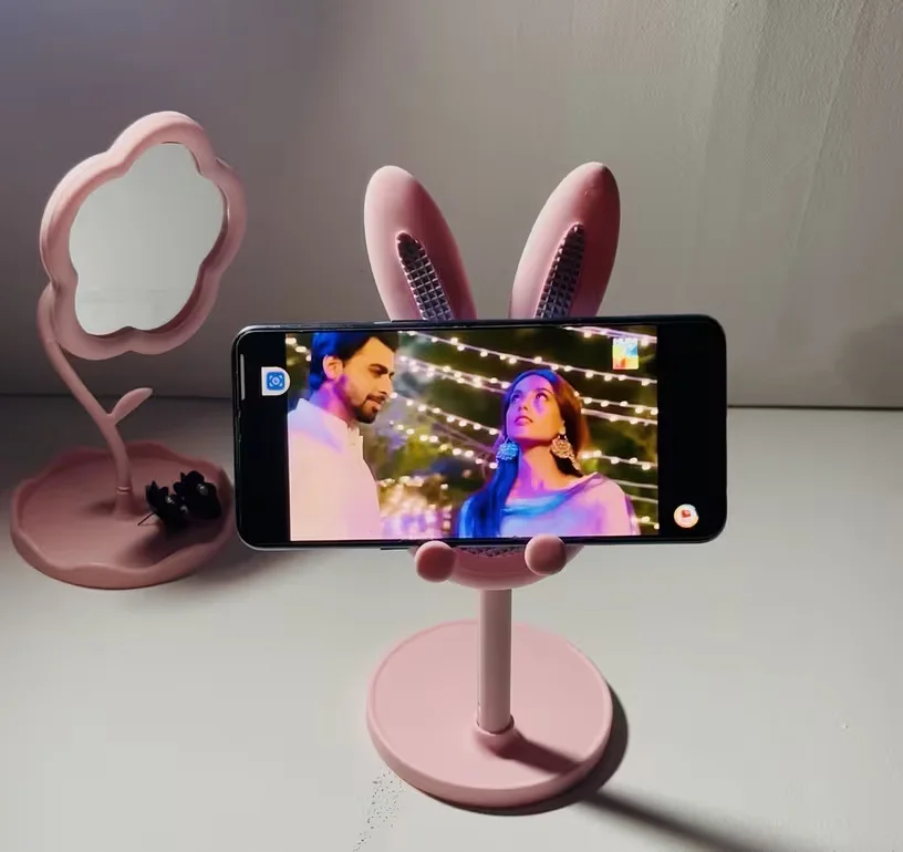 Mobiltelefonhållare Rosa Kanin – Justerbar Höjd - Huvudbild