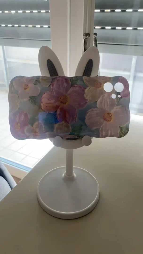 Mobiltelefonhållare Vit Kanin – Justerbar Höjd - Miniatyrbild 2