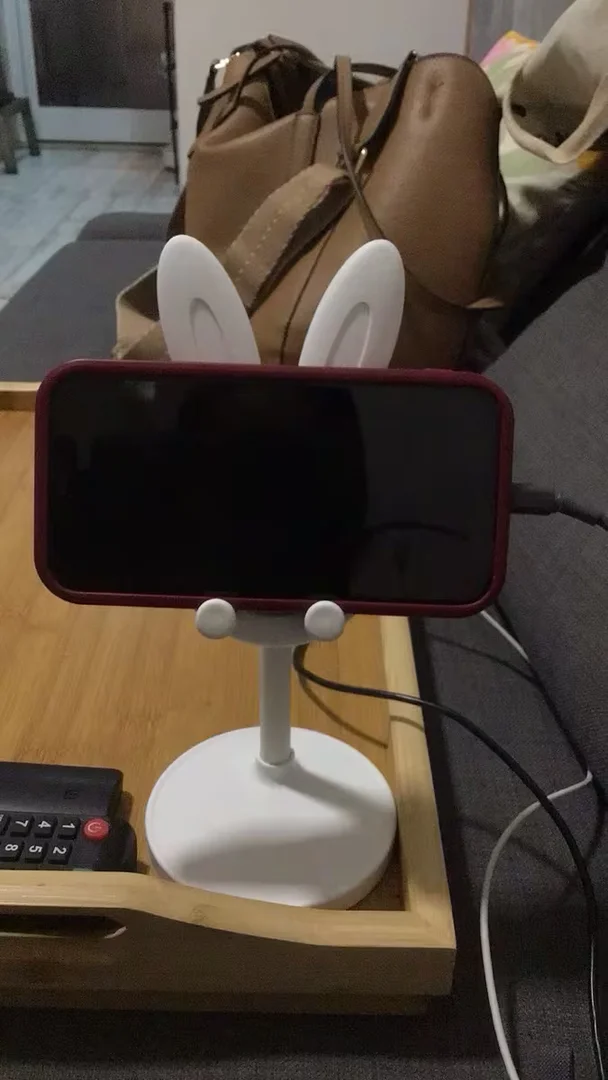Mobiltelefonhållare Vit Kanin – Justerbar Höjd - Miniatyrbild 4