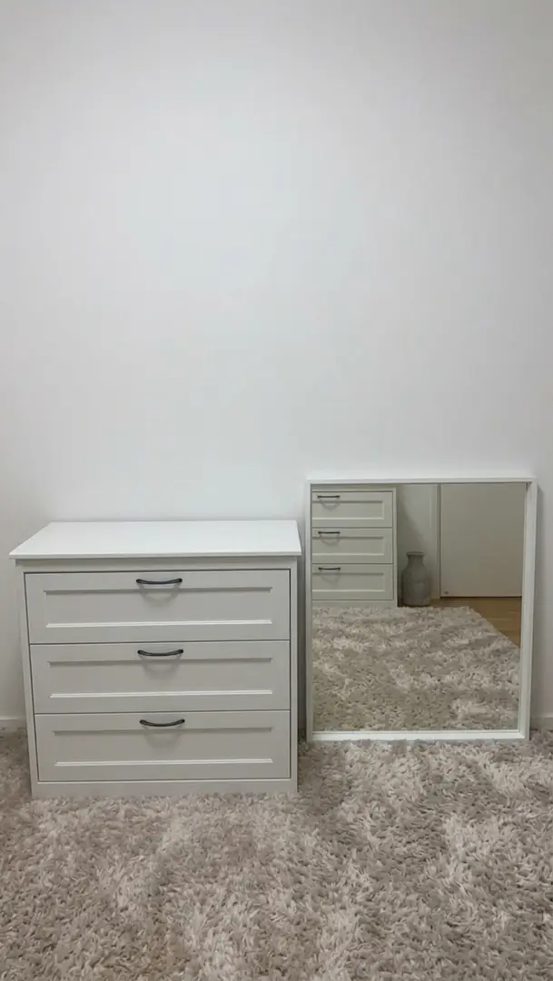 Stor elegant vit spegel 65 × 65 cm - Miniatyrbild 2